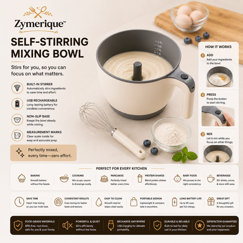 Zymerique™ AutoBlend Self-Stirring Mixing Bowl
